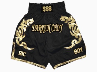 Personalized Boxing Shorts  : KNBXCUST-2039-Black